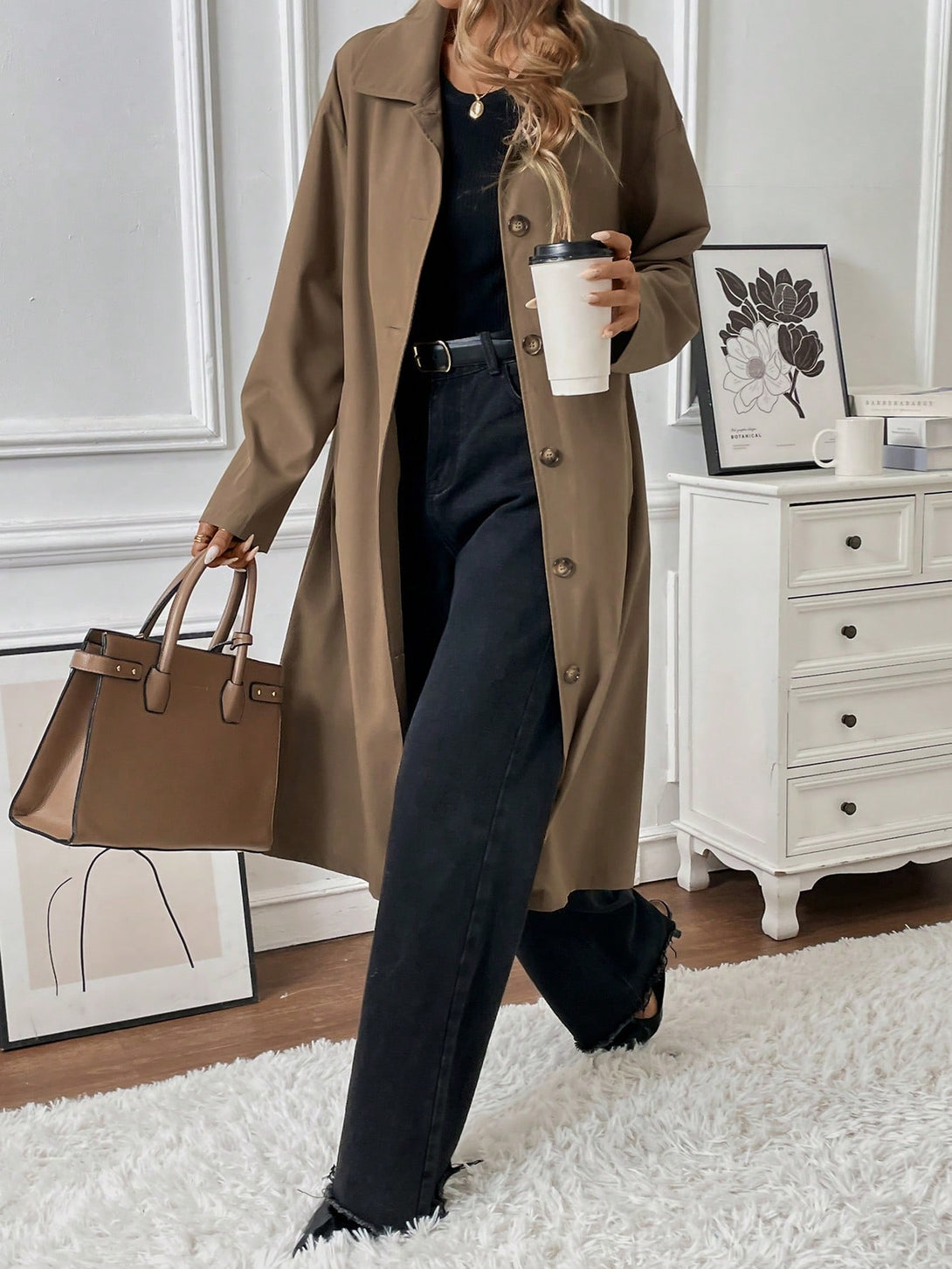 Ropa de Mujer, Ropa de Exterior para Mujer, Gabardinas para Mujer, 40501812, Marrón Mocha