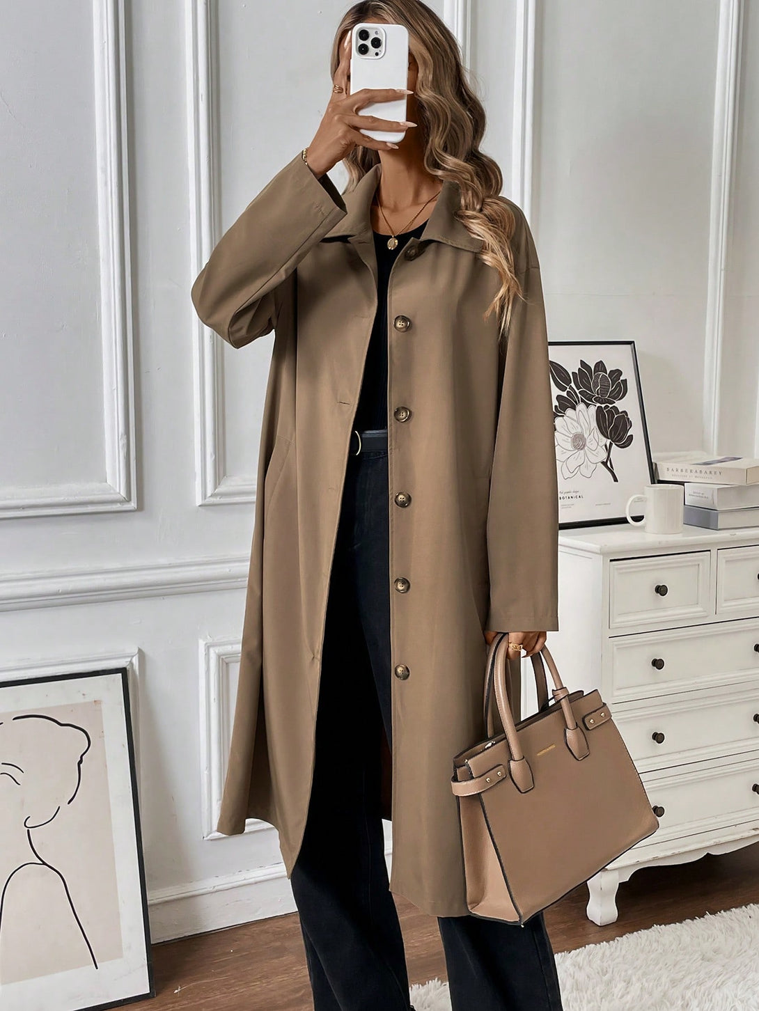 Ropa de Mujer, Ropa de Exterior para Mujer, Gabardinas para Mujer, 40501812, Marrón Mocha