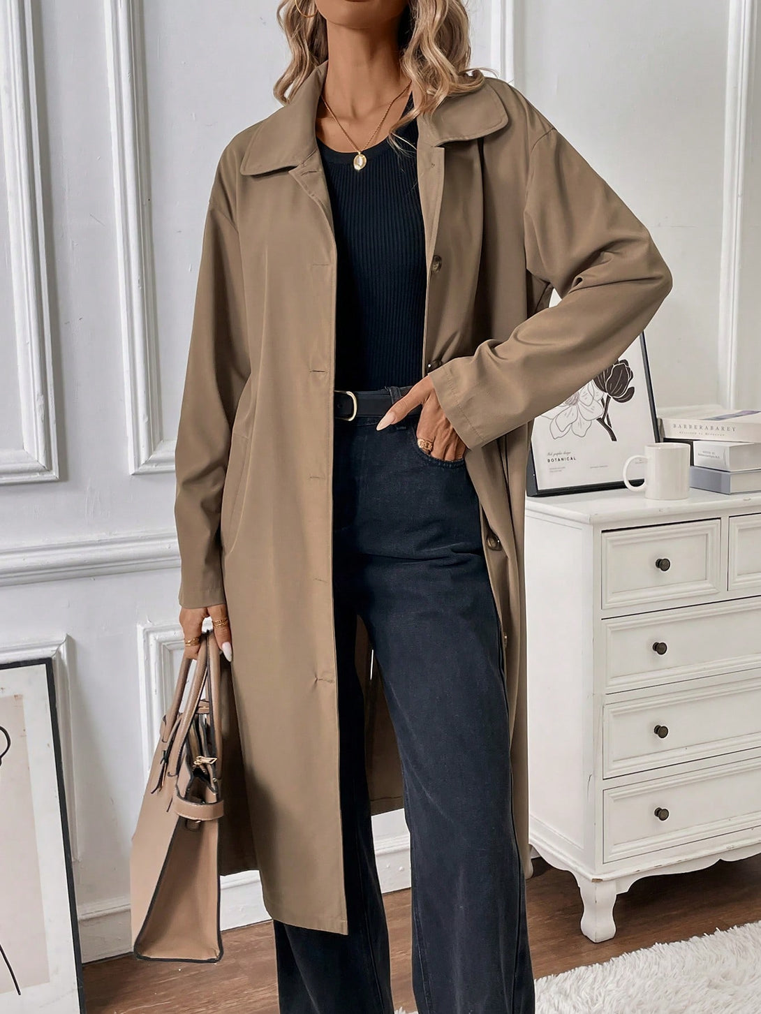 Ropa de Mujer, Ropa de Exterior para Mujer, Gabardinas para Mujer, 40501812, Marrón Mocha