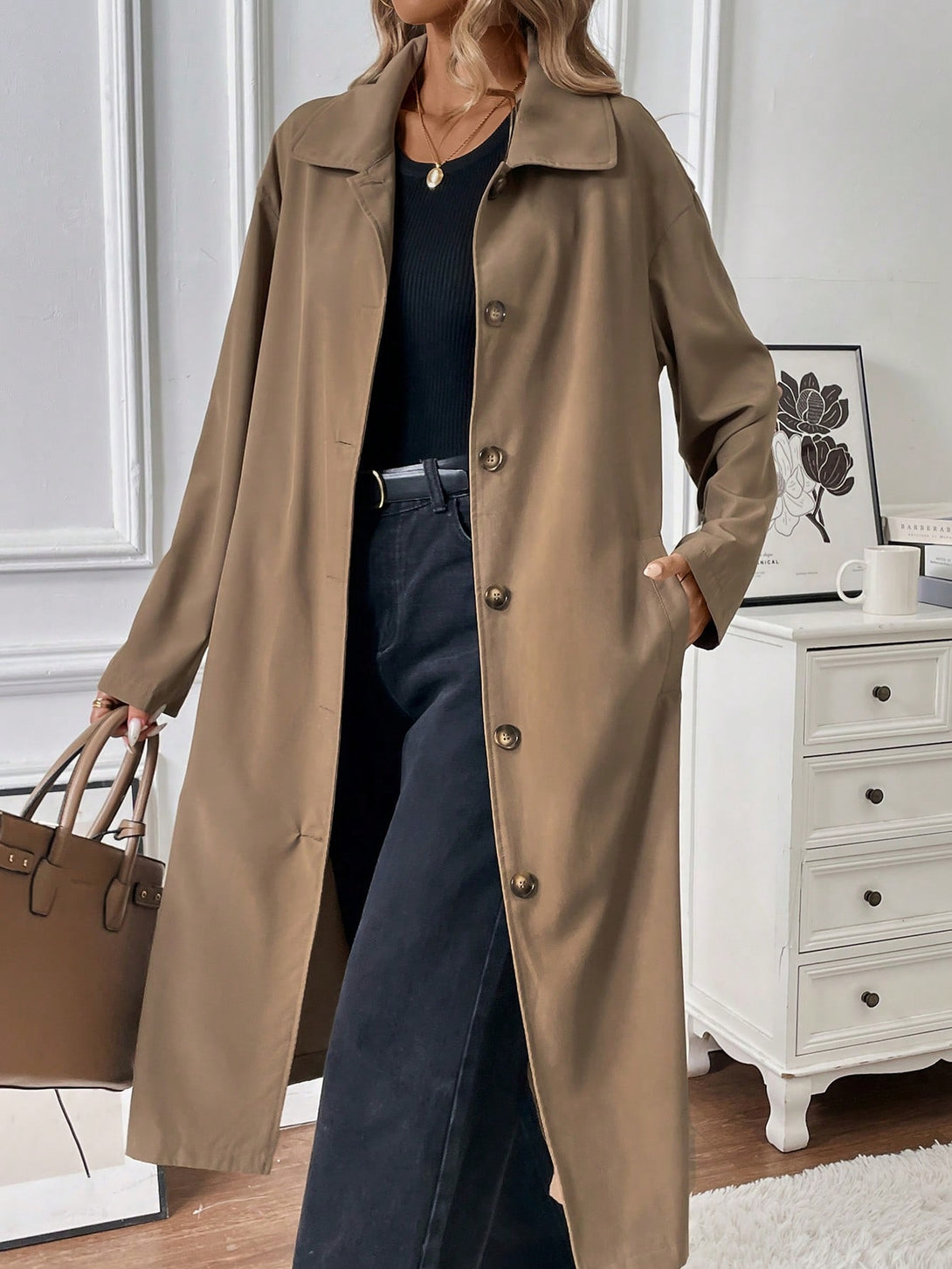 Ropa de Mujer, Ropa de Exterior para Mujer, Gabardinas para Mujer, 40501812, Marrón Mocha