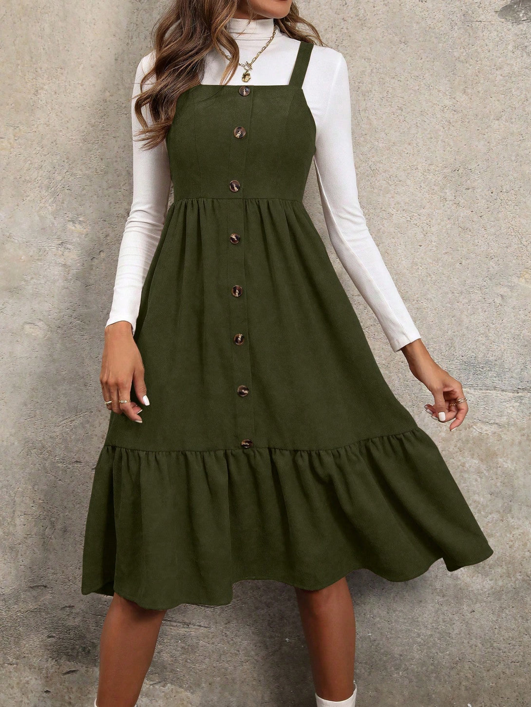 Ropa de Mujer, Ropa de Mujer, Vestidos de mujer, Vestidos midi para mujer, Verde militar