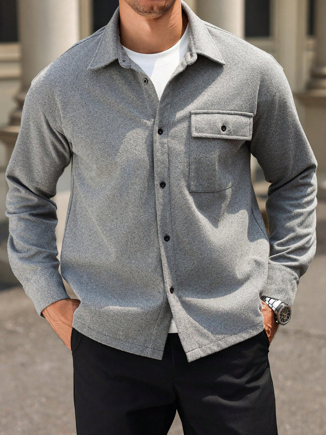 Hombres, Ropa de hombre, Chaquetas & Abrigos para Hombre, Sobrecamisas para Hombre, 40849765, Gris