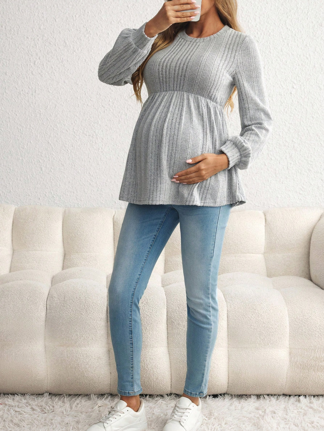 Ropa de Mujer, Ropa Premamá, Tops Premamá, Camisetas premamá, Gris Claro