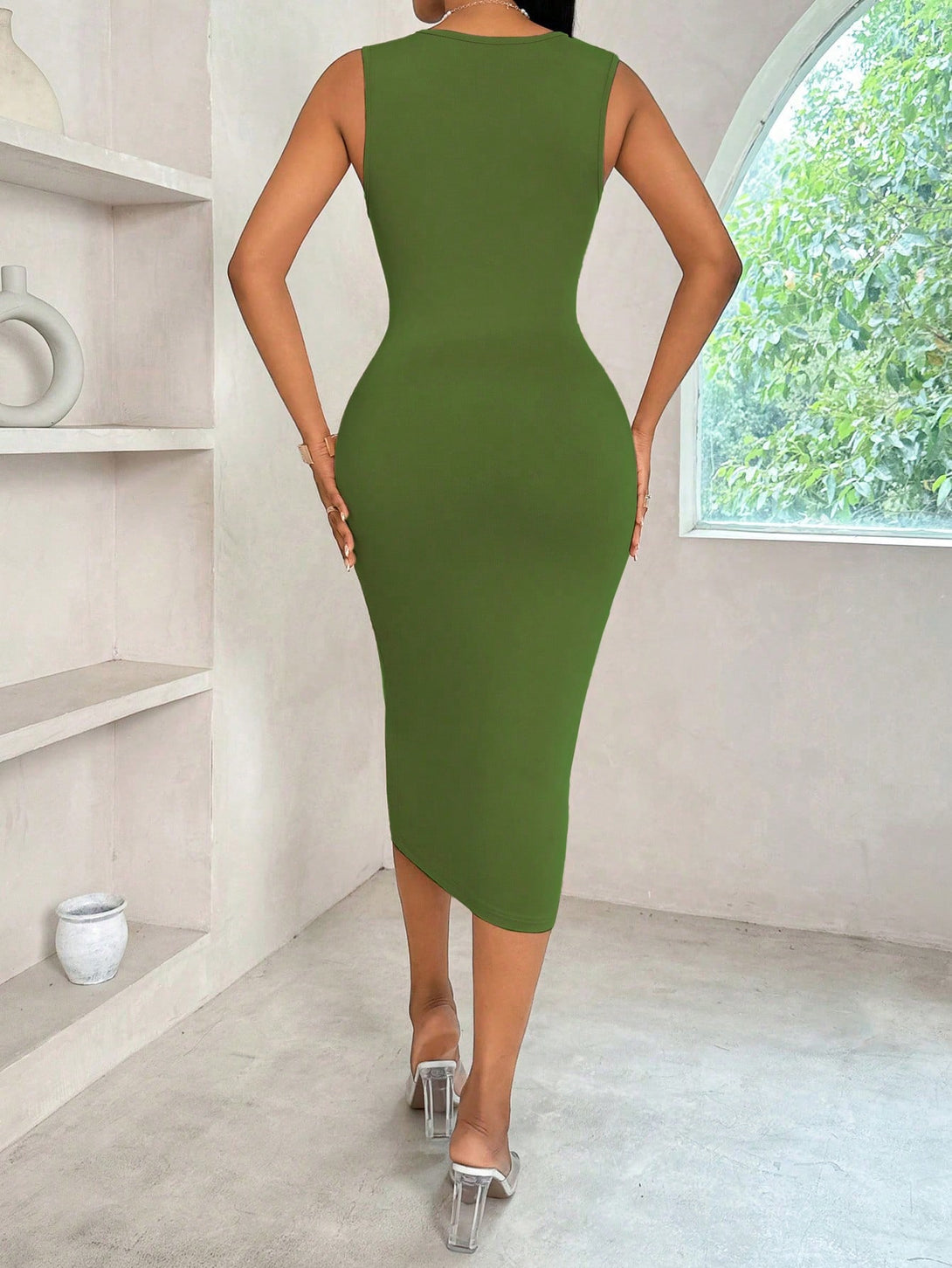 Ropa de Mujer, Ropa de Mujer, Vestidos de mujer, Vestidos midi para mujer, Verde militar