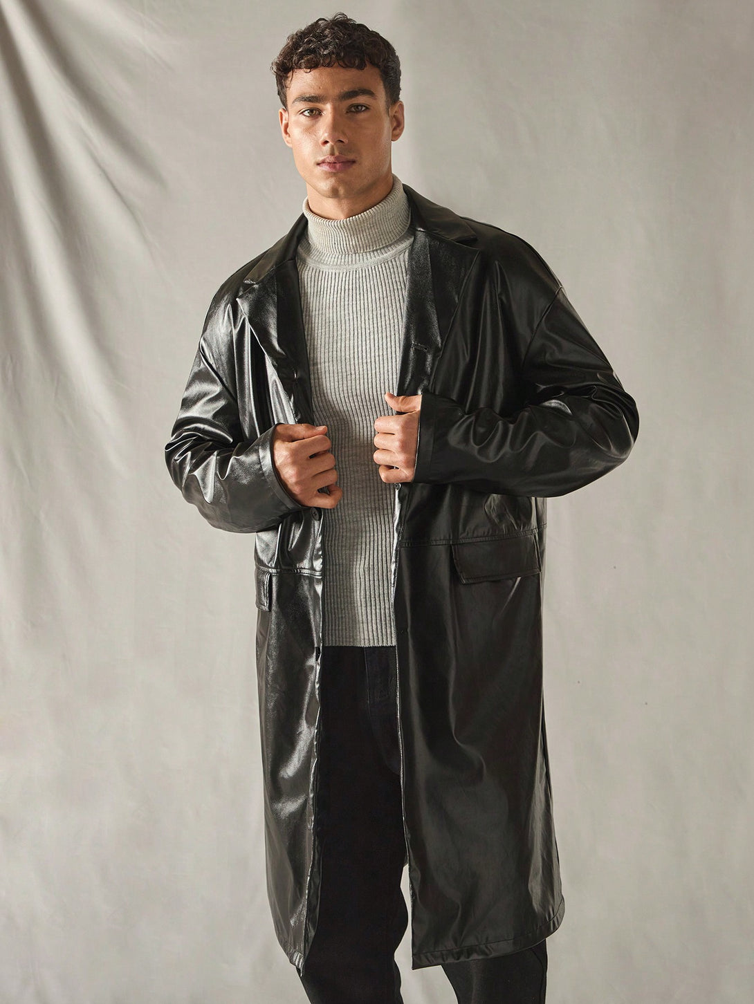 Hombres, Ropa de hombre, Chaquetas & Abrigos para Hombre, Abrigos Trench Masculinos, 41095515, Negro