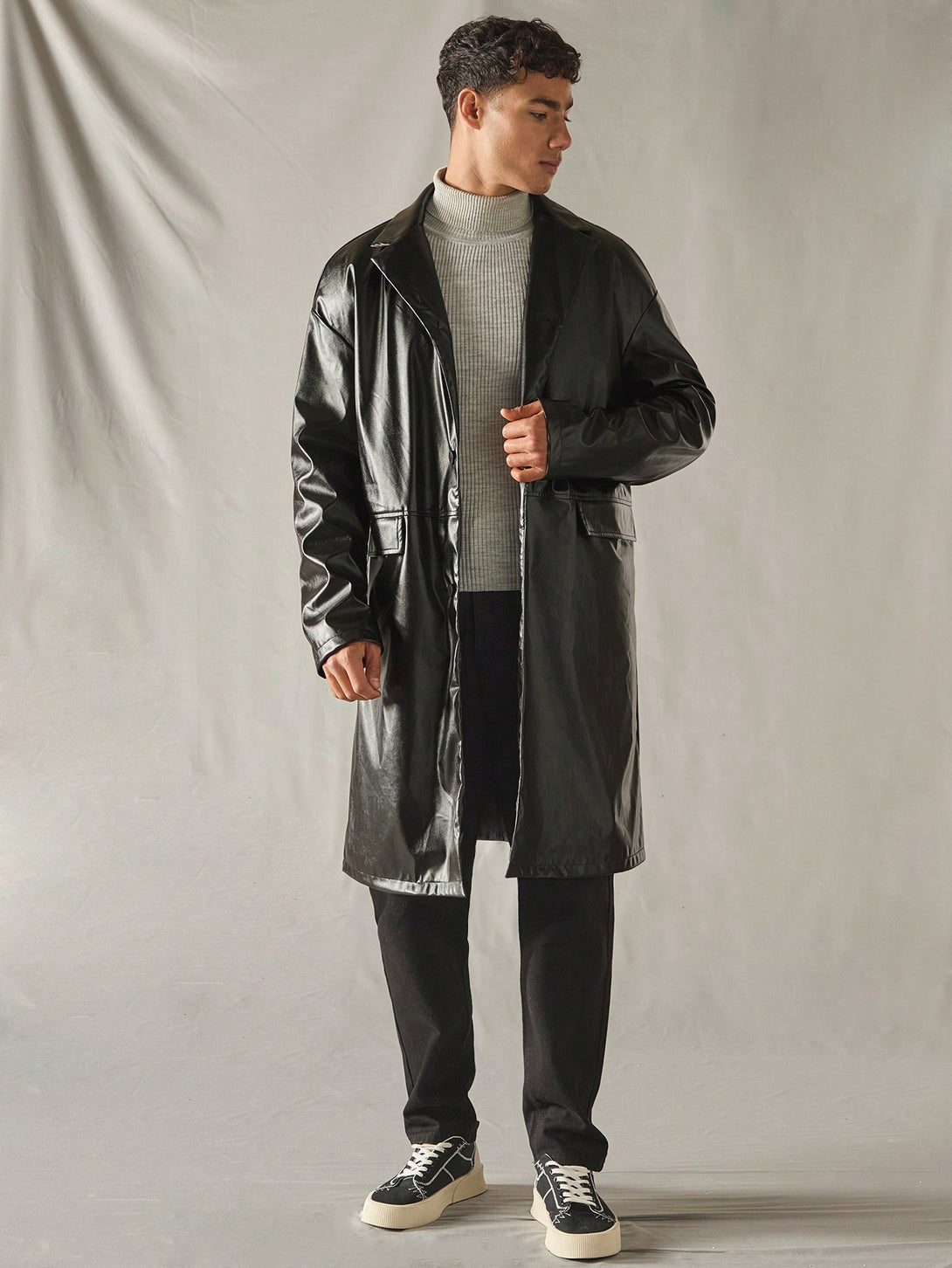 Hombres, Ropa de hombre, Chaquetas & Abrigos para Hombre, Abrigos Trench Masculinos, 41095515, Negro