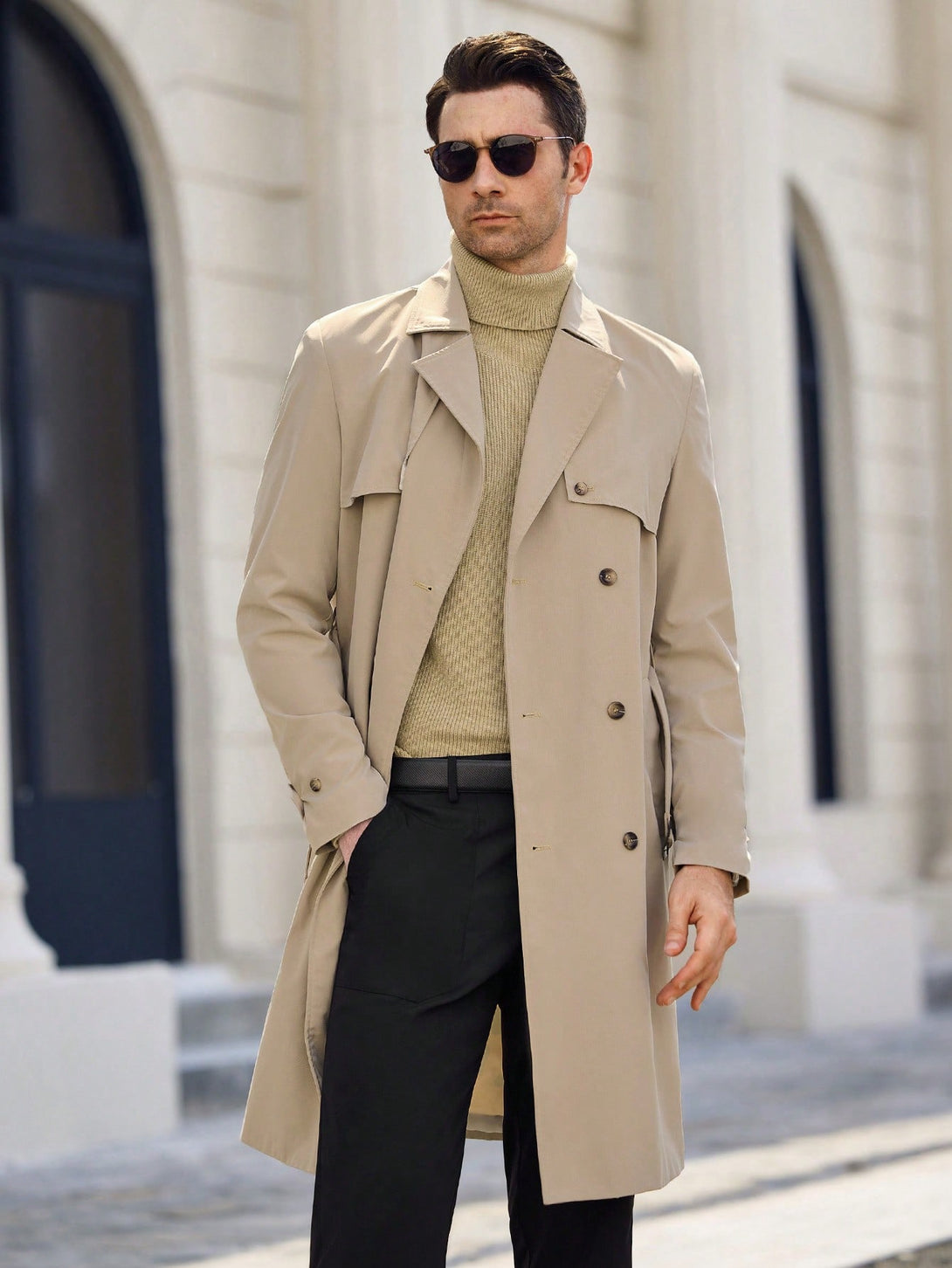 Hombres, Ropa de hombre, Chaquetas & Abrigos para Hombre, Abrigos Trench Masculinos, 41126377, Camel