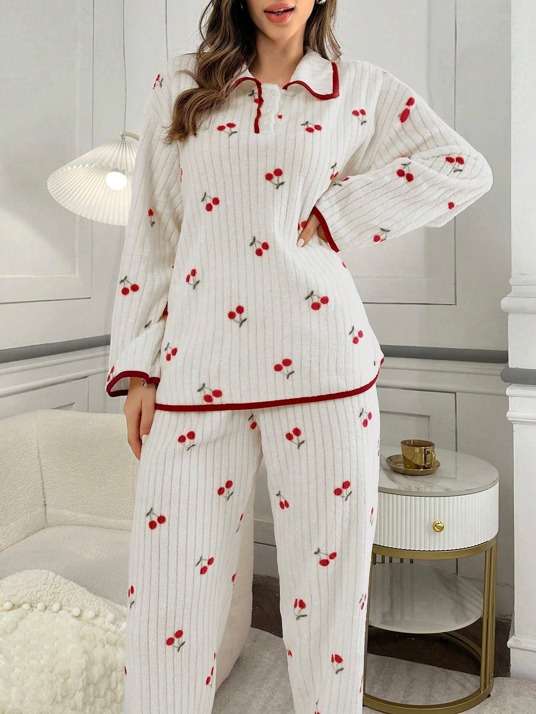 Ropa Interior y Ropa de Dormir, Pijama & Ropa de Descanso de Mujer, Ropa de Dormir para Mujeres, Sets de Pijamas de Mujer, 41283628, Albaricoque