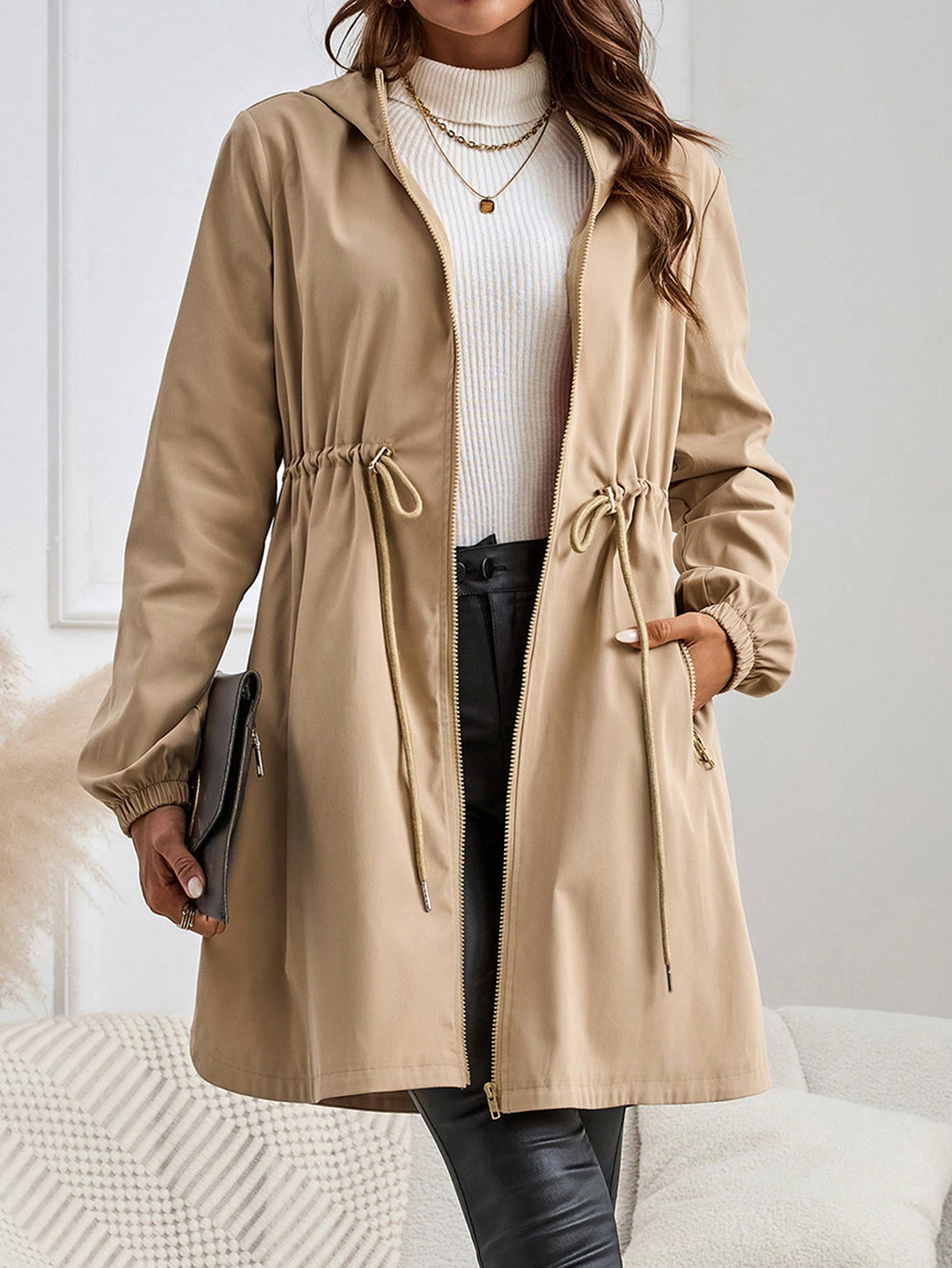 Ropa de Mujer, Ropa de Exterior para Mujer, Gabardinas para Mujer, 41369343, Caqui