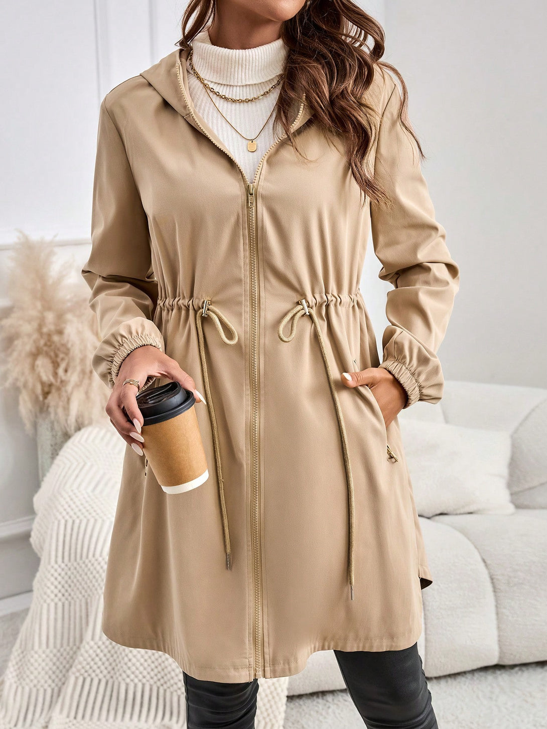 Ropa de Mujer, Ropa de Exterior para Mujer, Gabardinas para Mujer, 41369343, Caqui