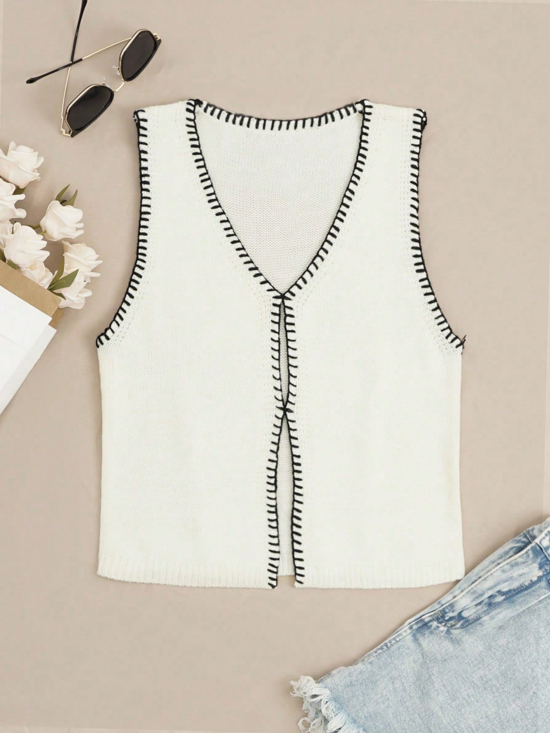 Ropa de Mujer, Tejido de Punto de Mujer, Tops de Punto para Mujer, 40976411, Albaricoque