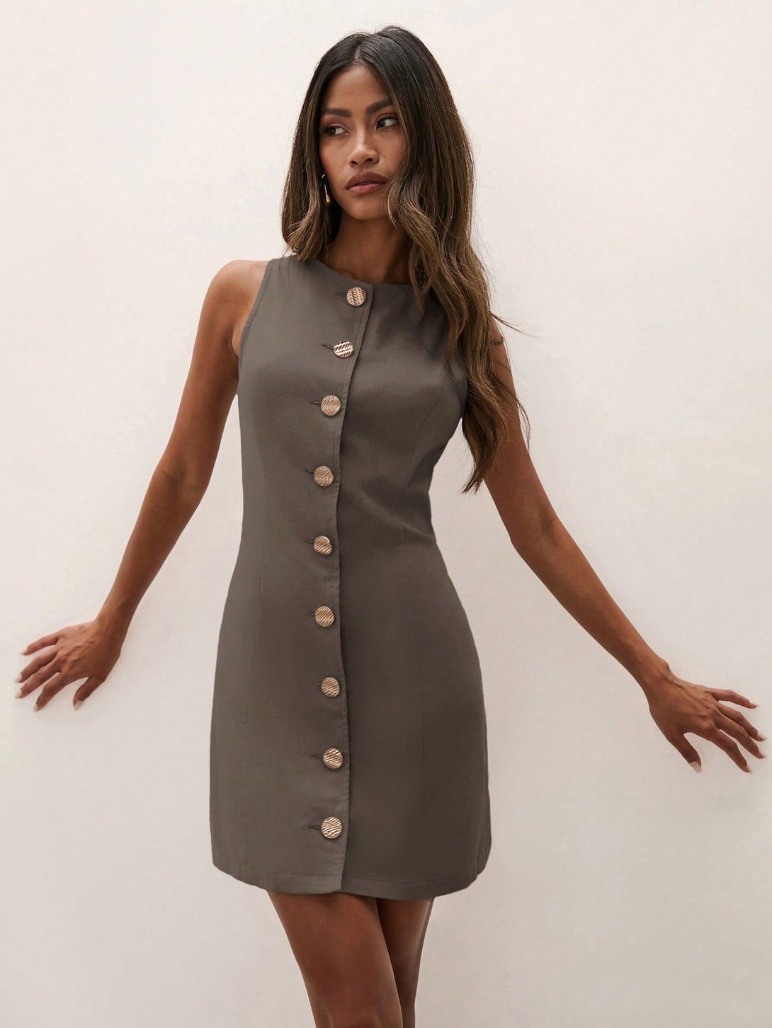 Ropa de Mujer, Ropa de Mujer, Vestidos de mujer, Vestidos cortos de mujer, Gris Oscuro