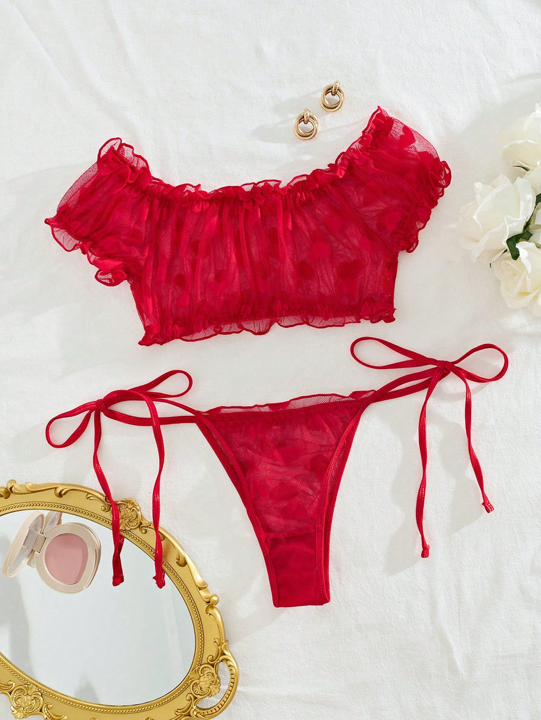 Ropa Interior y Ropa de Dormir, Sujetador de Mujer, Conjuntos de sujetador y braguita para mujer, 33766438, Rojo