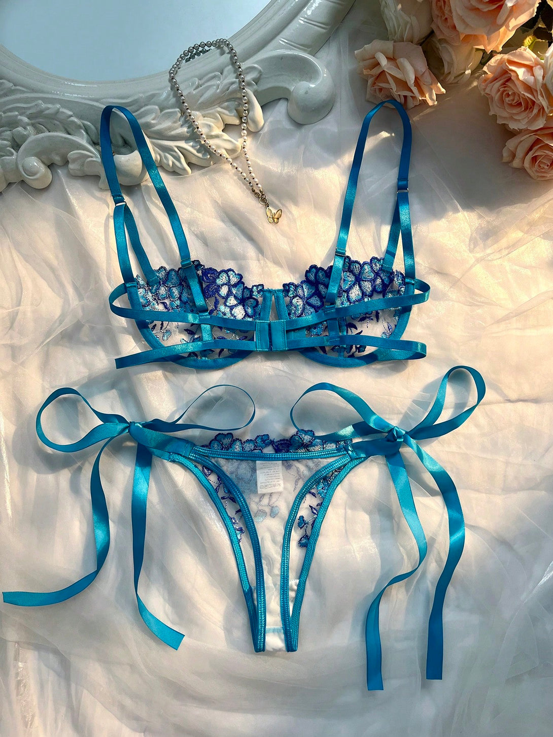 Ropa Interior y Ropa de Dormir, Sujetador de Mujer, Conjuntos de sujetador y braguita para mujer, 42176703, Azul
