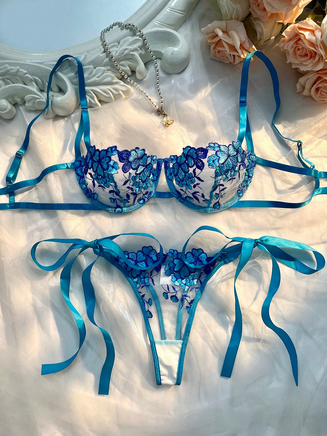 Ropa Interior y Ropa de Dormir, Sujetador de Mujer, Conjuntos de sujetador y braguita para mujer, 42176703, Azul