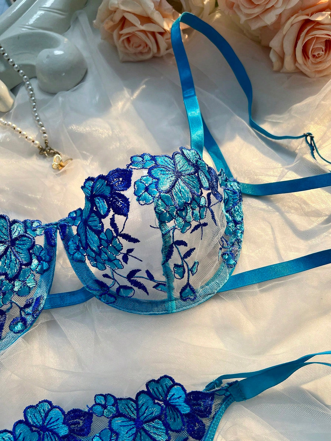 Ropa Interior y Ropa de Dormir, Sujetador de Mujer, Conjuntos de sujetador y braguita para mujer, 42176703, Azul