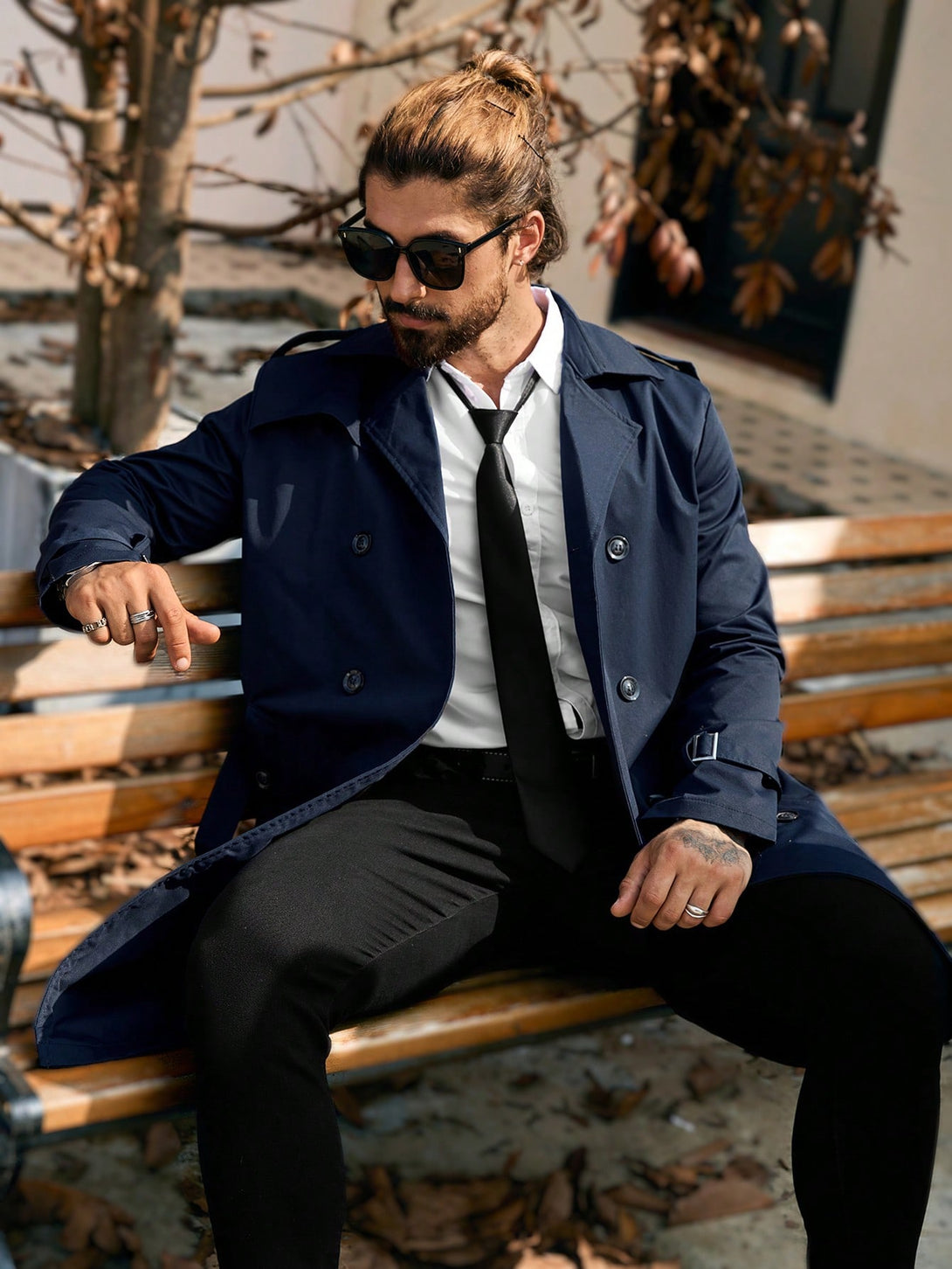 Hombres, Ropa de hombre, Chaquetas & Abrigos para Hombre, Abrigos Trench Masculinos, 42315339, Azul Marino