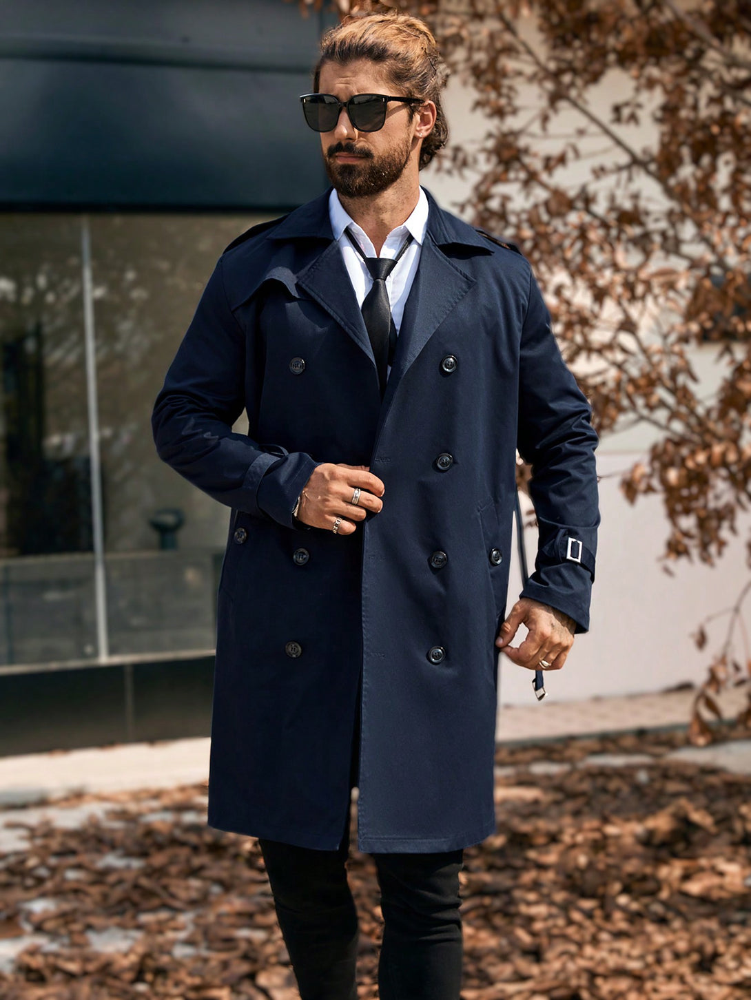 Hombres, Ropa de hombre, Chaquetas & Abrigos para Hombre, Abrigos Trench Masculinos, 42315339, Azul Marino