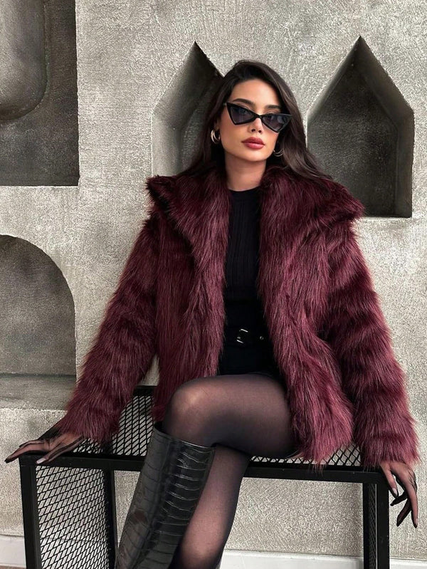 Ropa de Mujer, Ropa de Exterior para Mujer, Abrigos de Pieles Similares para Mujer, , 42462488, Burdeos