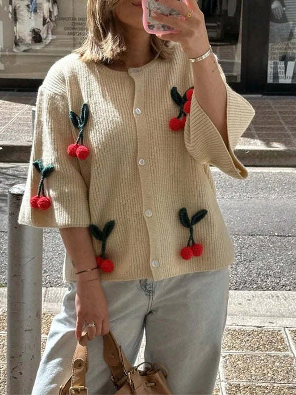 Ropa de Mujer, Tejido de Punto de Mujer, Cárdigans ligeros para mujer, 42543194, Albaricoque