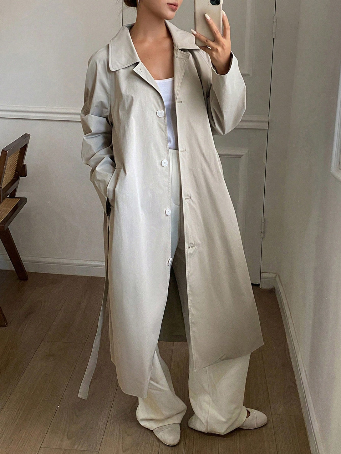 Ropa de Mujer, Ropa de Exterior para Mujer, Gabardinas para Mujer, 42541716, Albaricoque