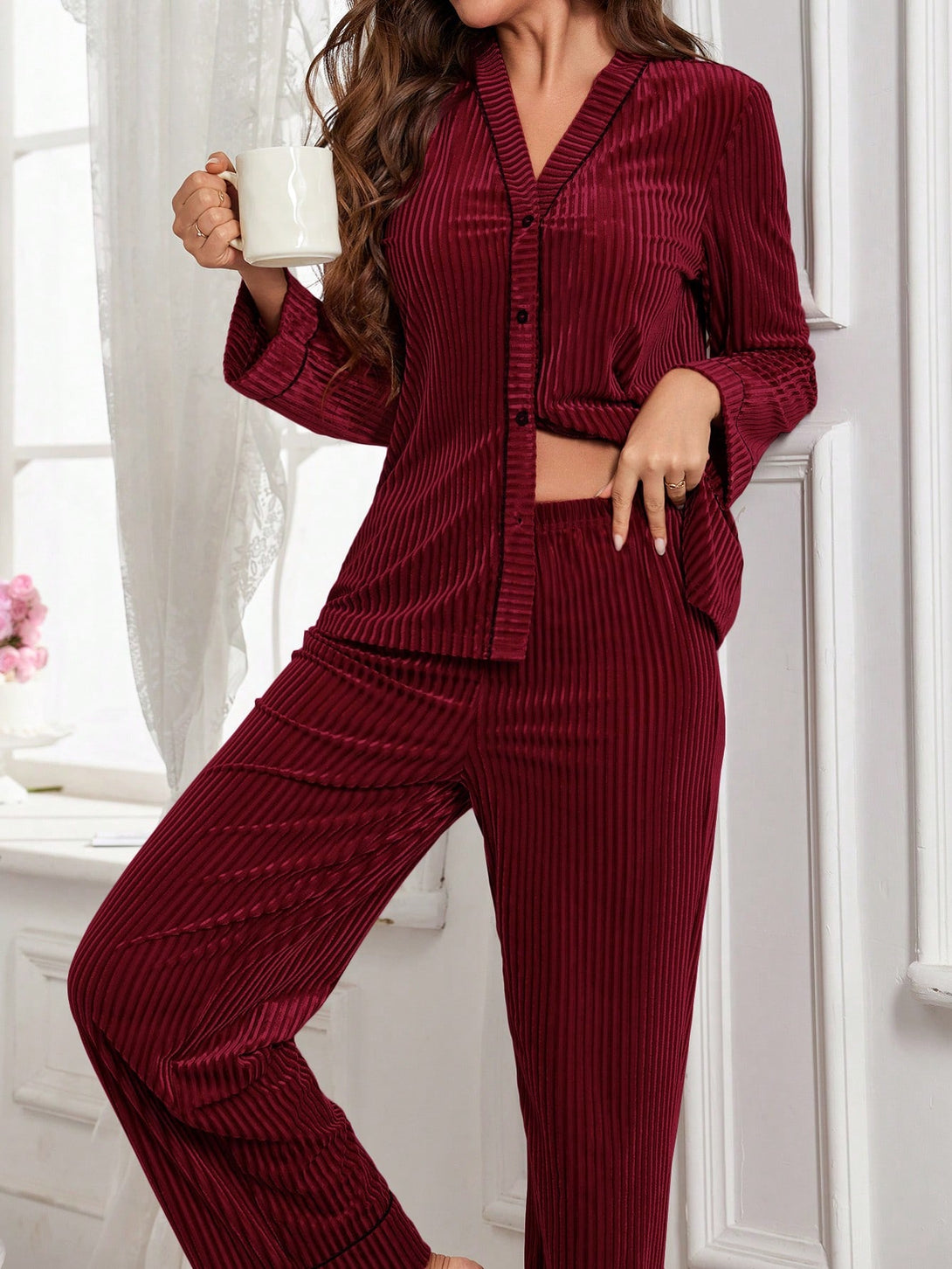 Ropa Interior y Ropa de Dormir, Pijama & Ropa de Descanso de Mujer, Ropa de Dormir para Mujeres, Sets de Pijamas de Mujer, 42909476, Burdeos