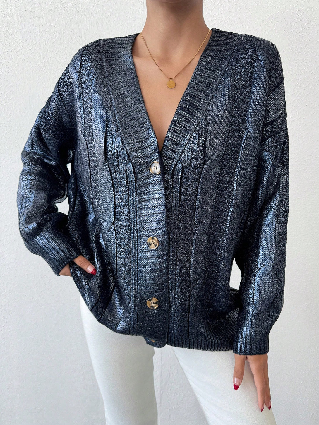 Ropa de Mujer, Tejido de Punto de Mujer, Cárdigans ligeros para mujer, 42897837, Azul Marino
