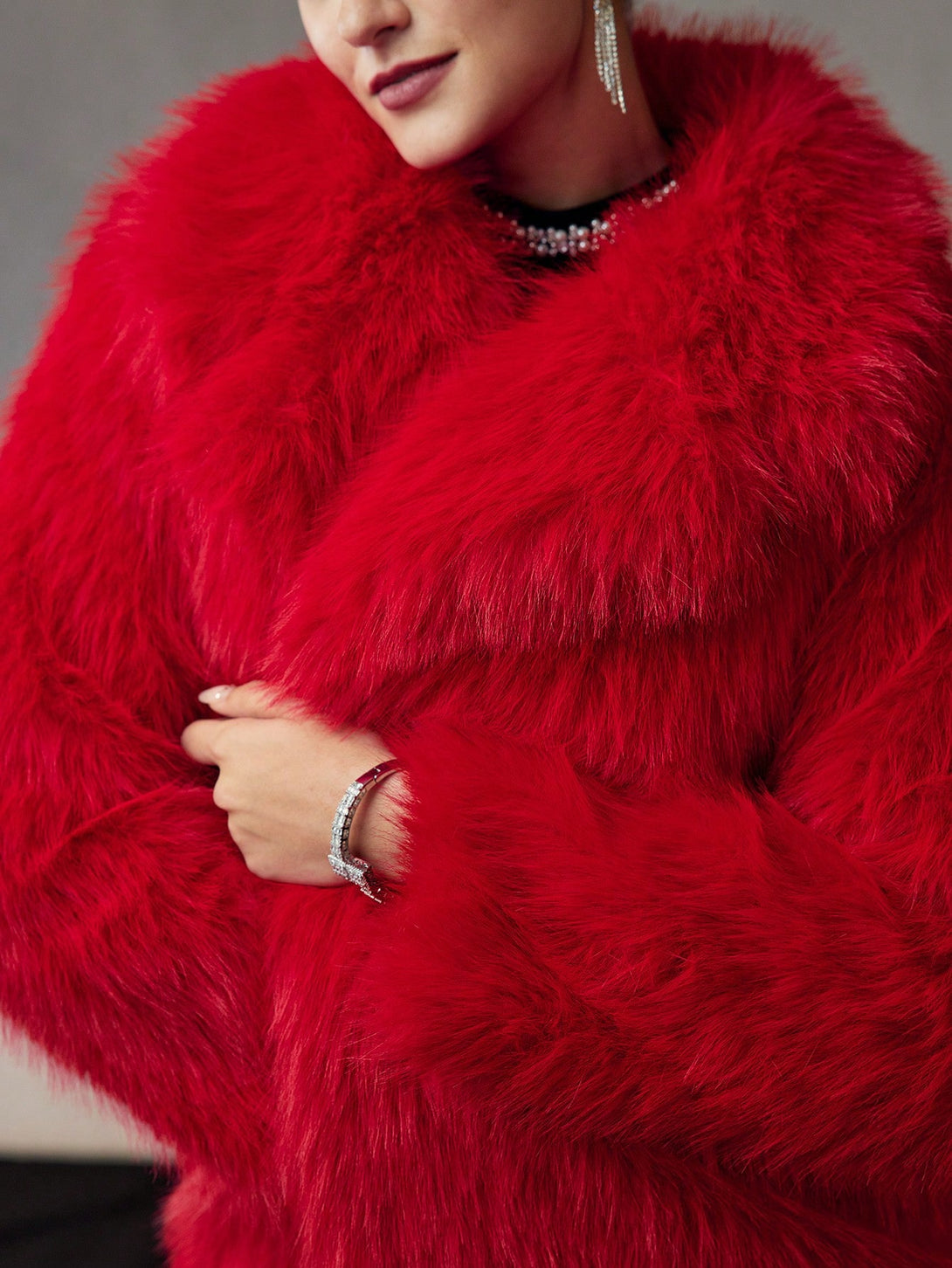 Ropa de Mujer, Ropa de Exterior para Mujer, Abrigos de Pieles Similares para Mujer, OUTFITS LOOKBOOK, 43191193, Rojo