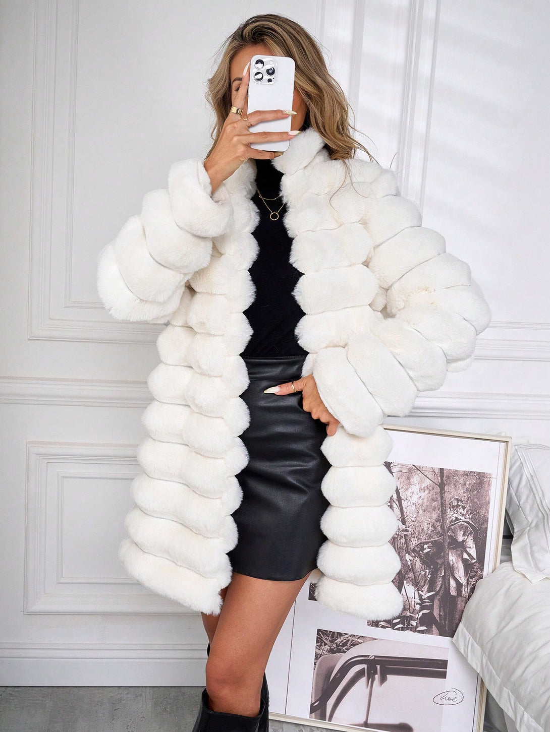 Ropa de Mujer, Ropa de Exterior para Mujer, Abrigos de Pieles Similares para Mujer, 43521774, Blanco