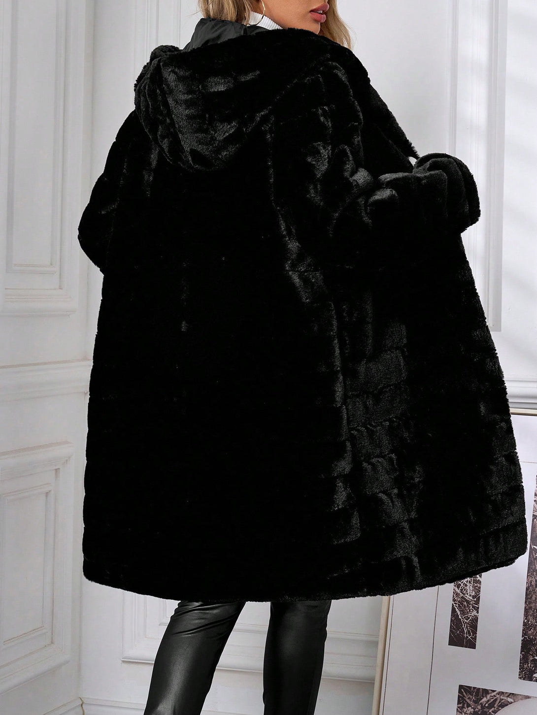 Ropa de Mujer, Ropa de Exterior para Mujer, Abrigos de Pieles Similares para Mujer, 43701756, Negro