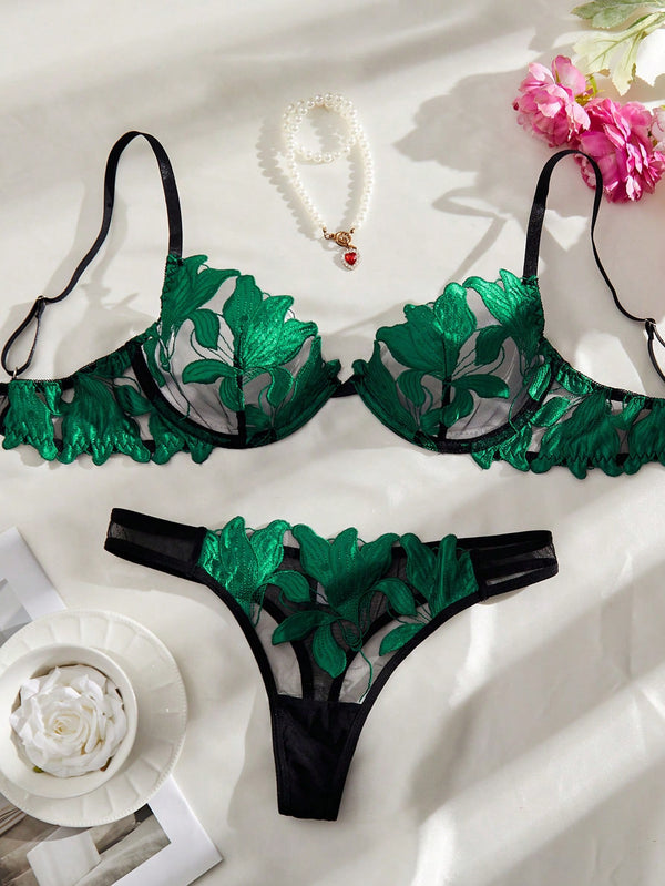 Ropa Interior y Ropa de Dormir, Sujetador de Mujer, Conjuntos de sujetador y braguita para mujer, 39693038, Verde Oscuro