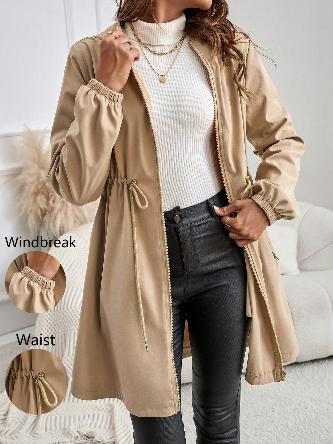 Ropa de Mujer, Ropa de Exterior para Mujer, Gabardinas para Mujer, 41369343, Caqui
