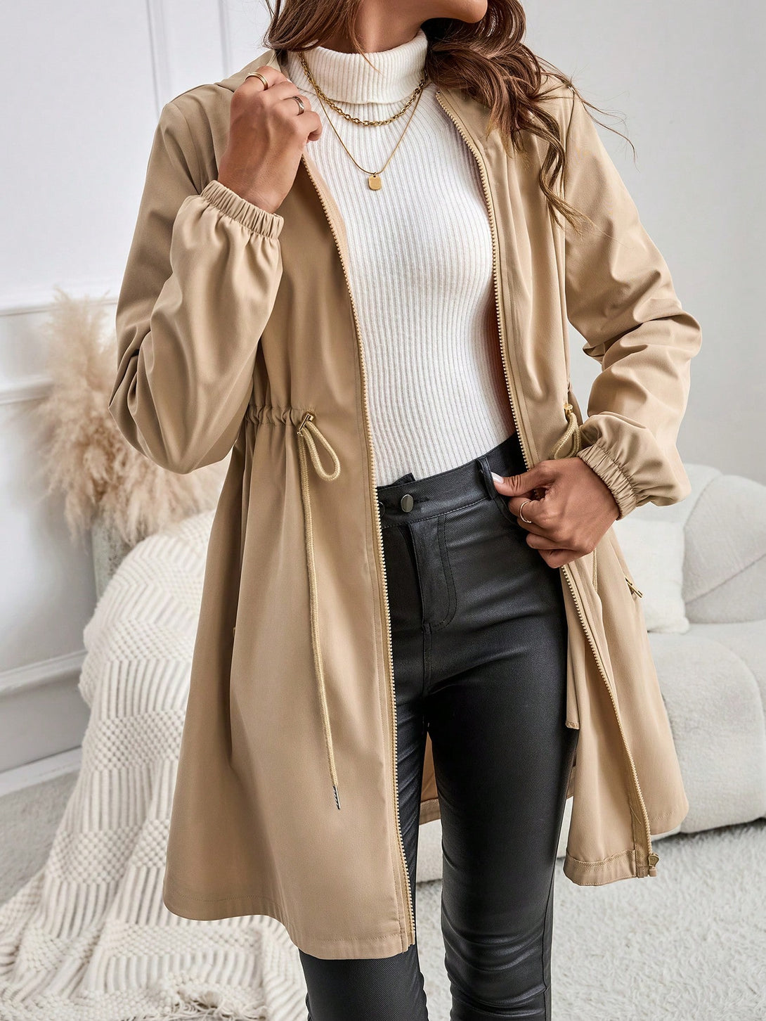 Ropa de Mujer, Ropa de Exterior para Mujer, Gabardinas para Mujer, 41369343, Caqui