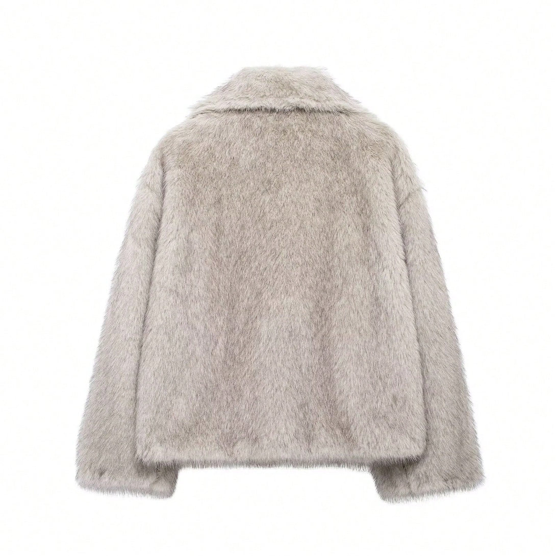 Ropa de Mujer, Ropa de Exterior para Mujer, Abrigos de Pieles Similares para Mujer, 46209675, Gris