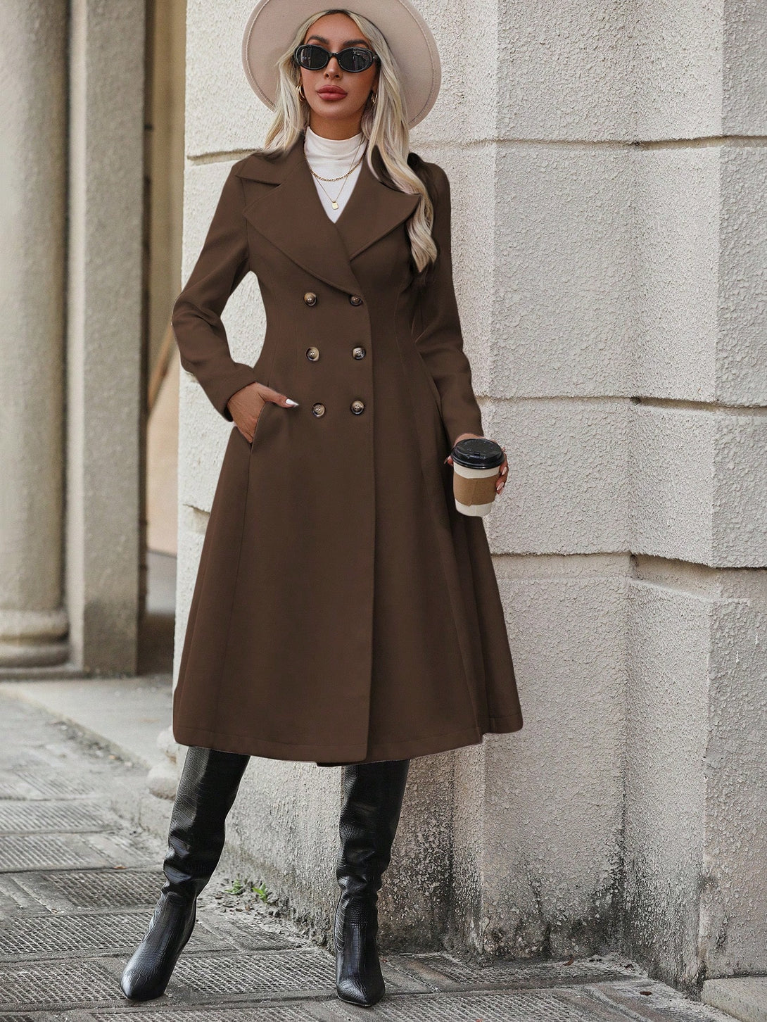 Ropa de Mujer, Ropa de Exterior para Mujer, Abrigos de Mujer, 45158158, Marrón Chocolate