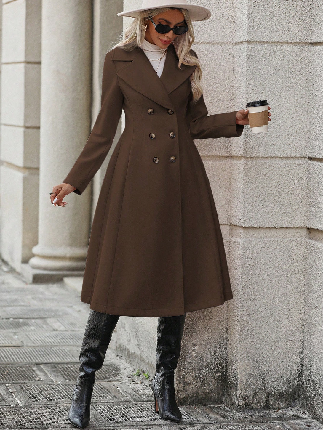 Ropa de Mujer, Ropa de Exterior para Mujer, Abrigos de Mujer, 45158158, Marrón Chocolate