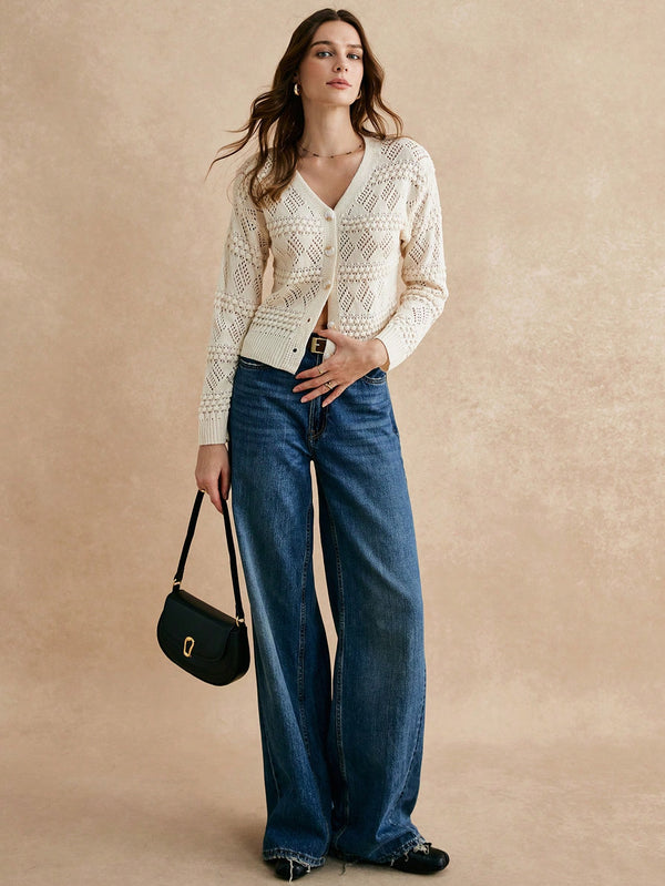 Ropa de Mujer, Tejido de Punto de Mujer, Cárdigans ligeros para mujer, 45697993, Blanco