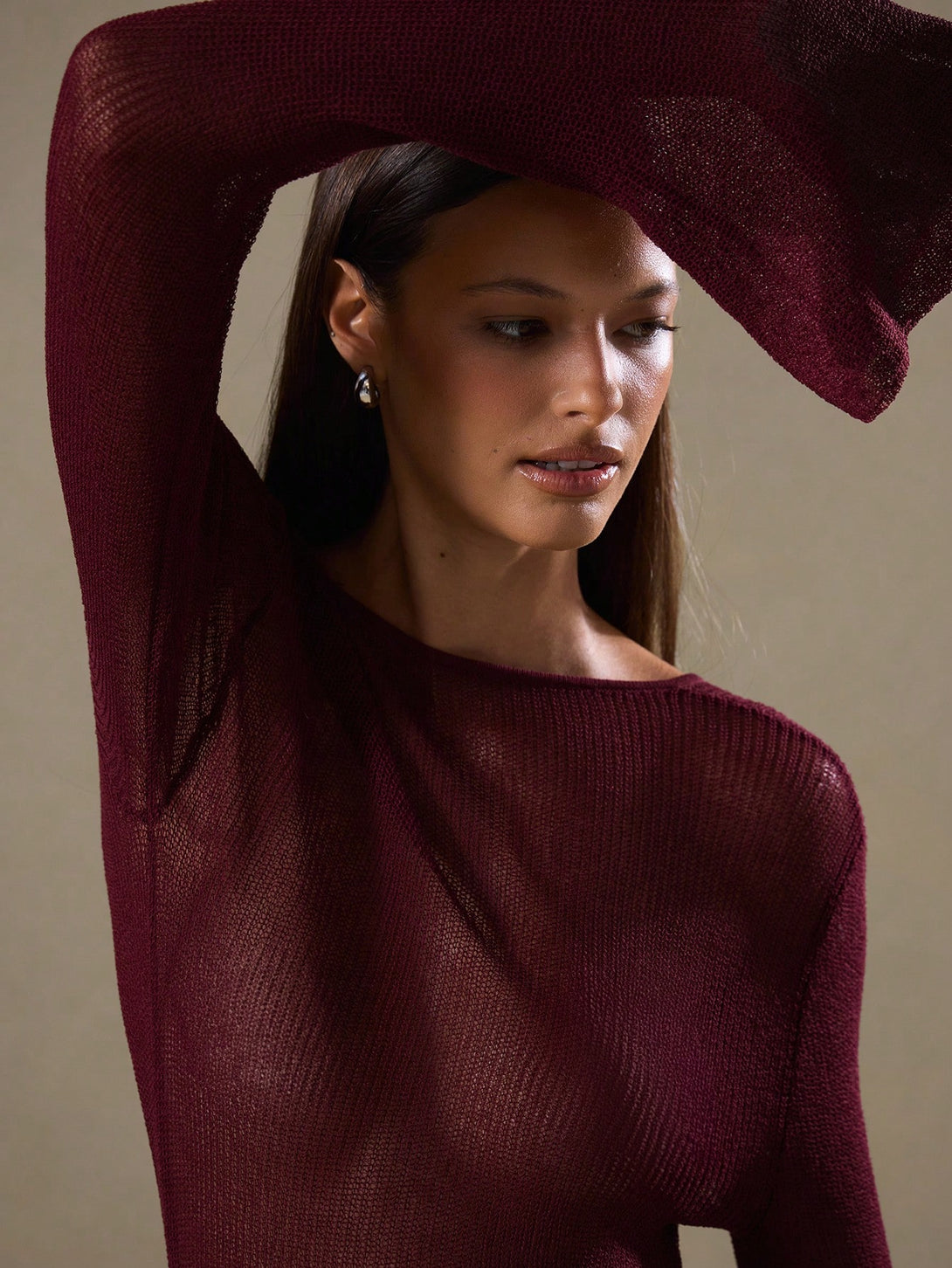 Ropa de Mujer, Tejido de Punto de Mujer, Vestidos de Jersey para Mujer, 46456170, Burdeos