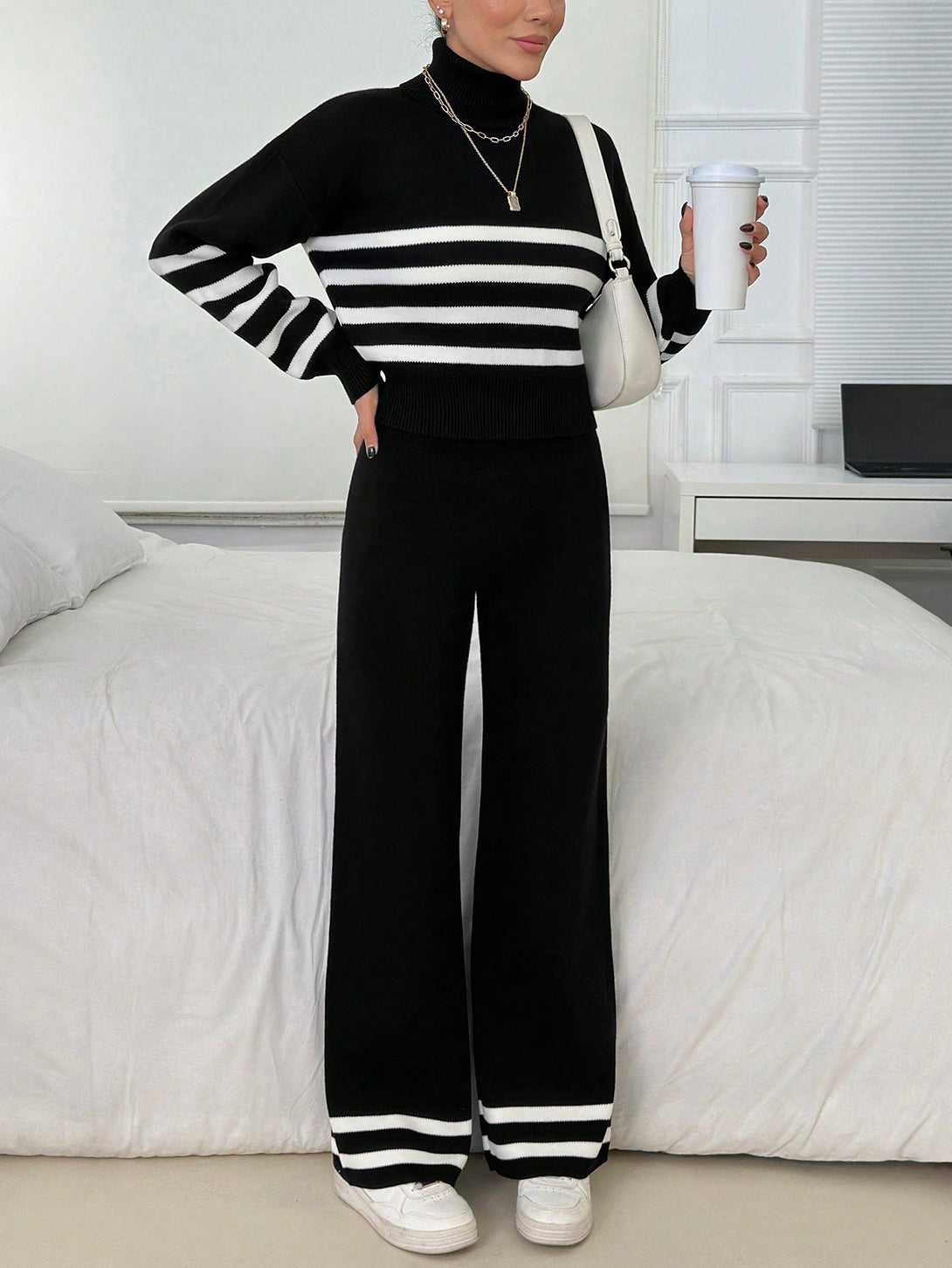 Ropa de Mujer, Tejido de Punto de Mujer, Acordes de Jersey de Mujer, 46753398, Negro