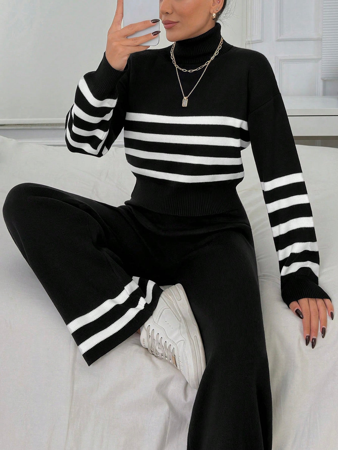 Ropa de Mujer, Tejido de Punto de Mujer, Acordes de Jersey de Mujer, 46753398, Negro