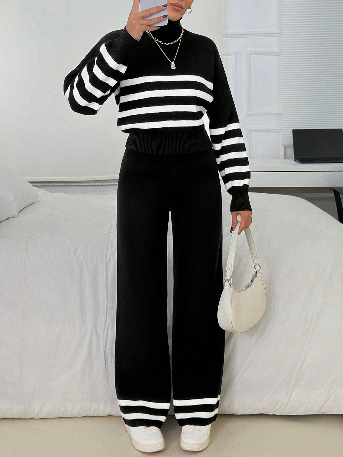 Ropa de Mujer, Tejido de Punto de Mujer, Acordes de Jersey de Mujer, 46753398, Negro