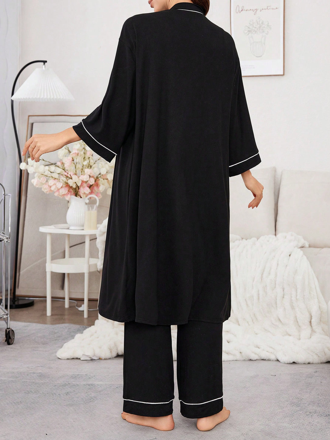 Ropa Interior y Ropa de Dormir, Pijama & Ropa de Descanso de Mujer, Ropa de Dormir para Mujeres, Ropa cómoda premamá, 46977727, Negro