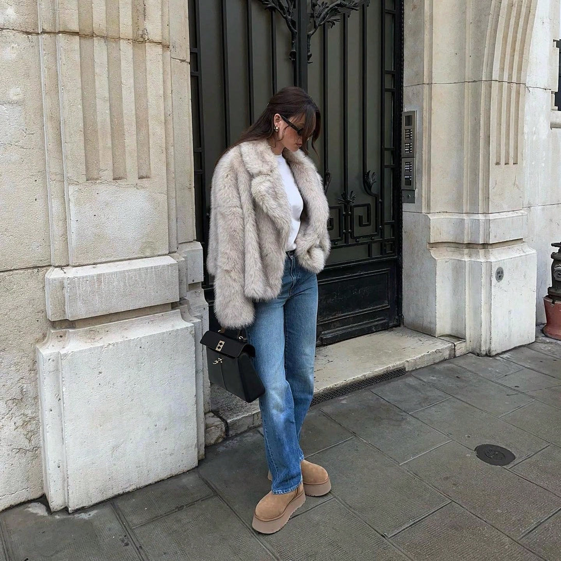 Ropa de Mujer, Ropa de Exterior para Mujer, Abrigos de Pieles Similares para Mujer, 46209675, Gris