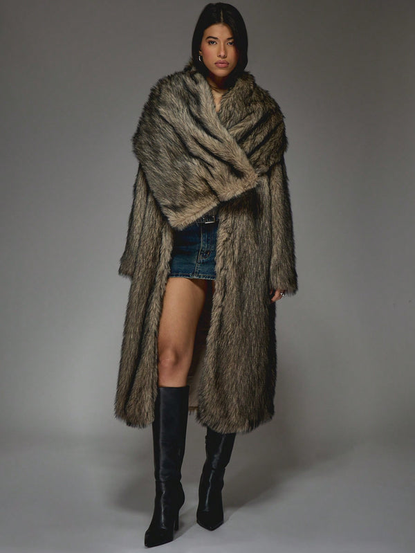 Ropa de Mujer, Ropa de Exterior para Mujer, Abrigos de Pieles Similares para Mujer, 47487167, Marrón
