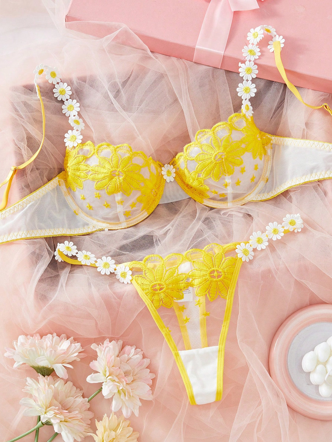 Ropa Interior y Ropa de Dormir, Sujetador de Mujer, Conjuntos de sujetador y braguita para mujer, 47953797, Amarillo