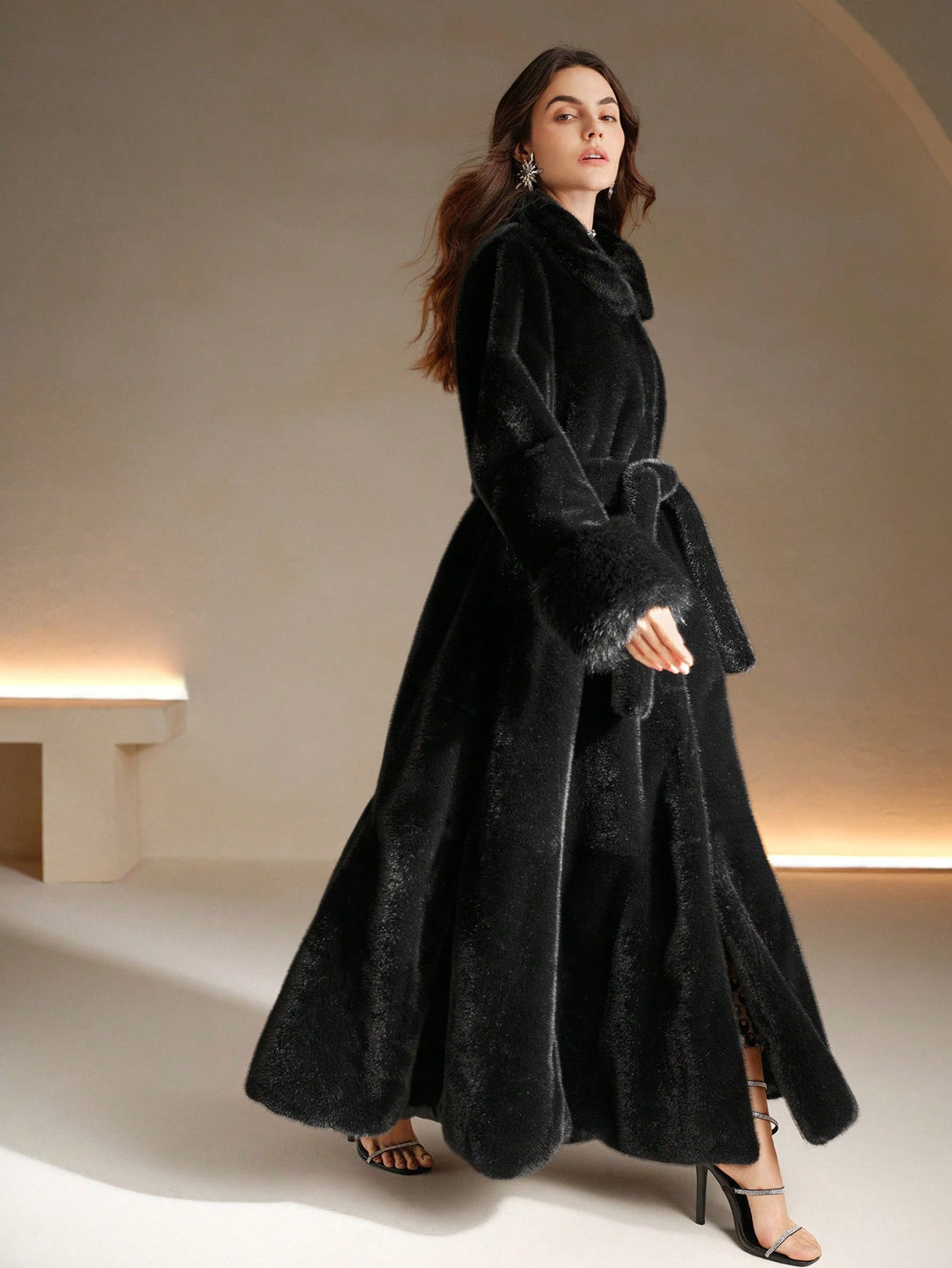 Ropa de Mujer, Ropa de Exterior para Mujer, Abrigos de Pieles Similares para Mujer, 47954356, Negro