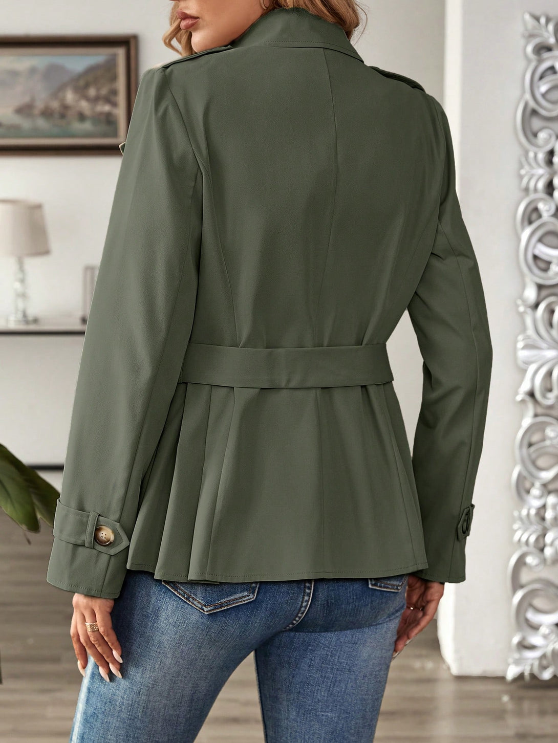 Ropa de Mujer, Ropa de Exterior para Mujer, Gabardinas para Mujer, 46435722, Verde militar