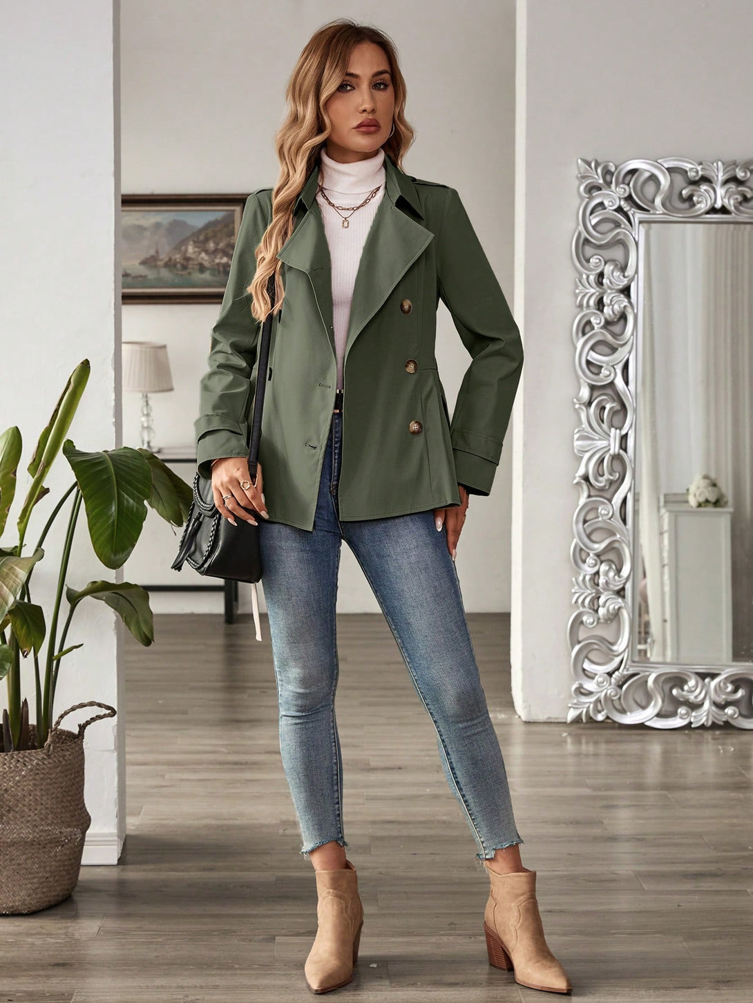 Ropa de Mujer, Ropa de Exterior para Mujer, Gabardinas para Mujer, 46435722, Verde militar