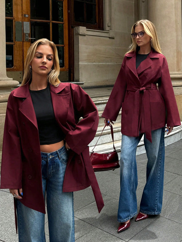 Ropa de Mujer, Ropa de Exterior para Mujer, Gabardinas para Mujer, OUTFITS LOOKBOOK, 47488362, Burdeos