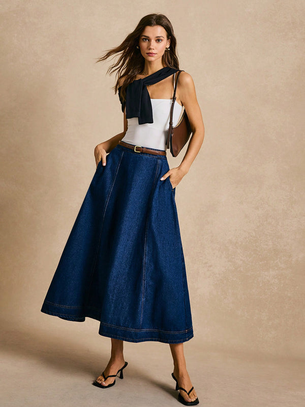 Ropa de Mujer, Mezclilla para mujer, Faldas mezclilla de mujer, 48629575, Azul lavado oscuro